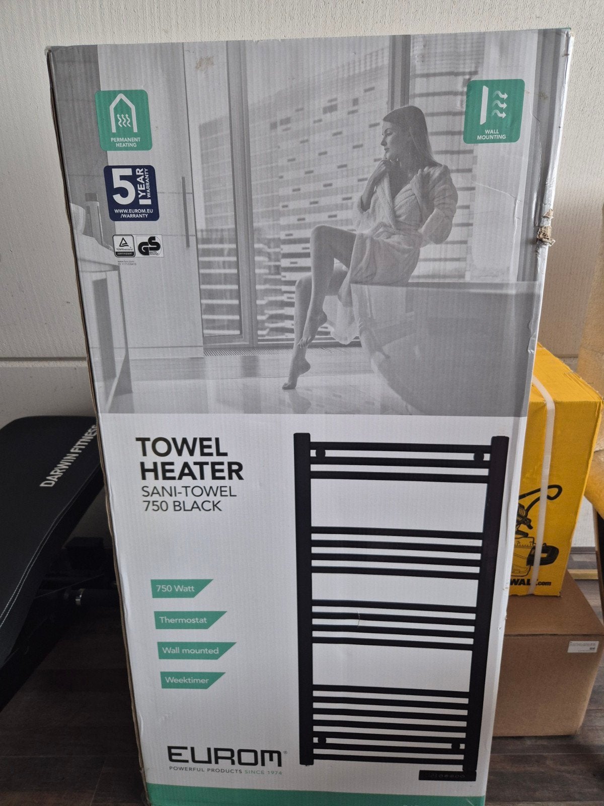 Eurom Sani-Towel 750 Black Handdoekradiator, Ophalen of Verzenden