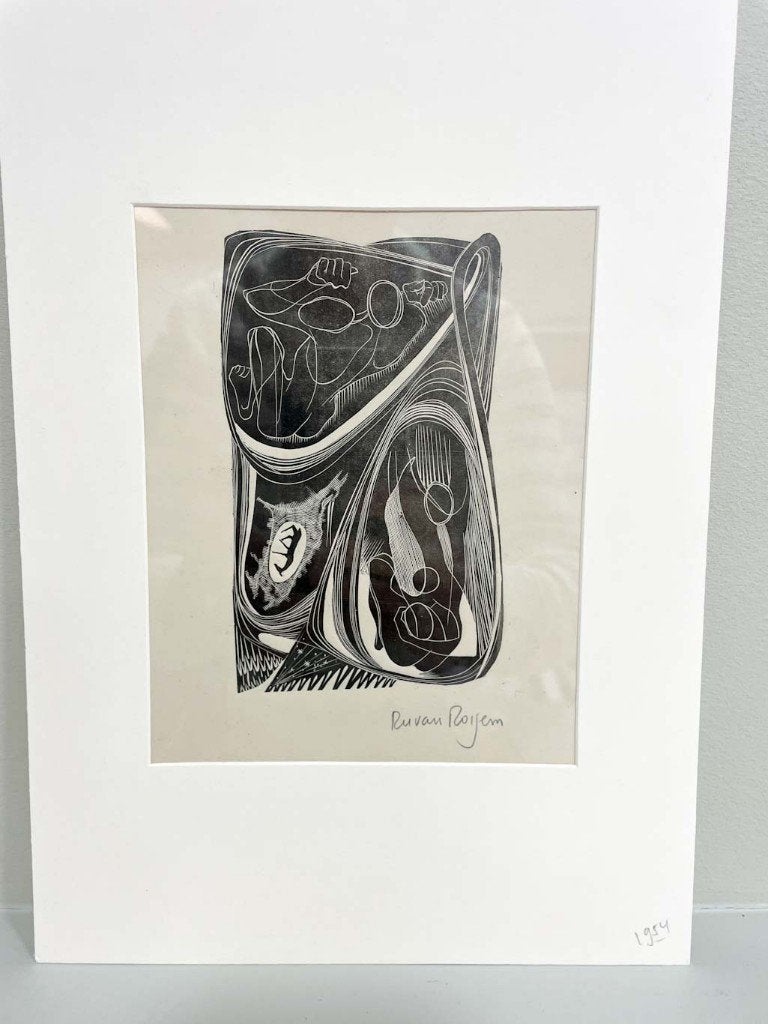 Ru van Rossem - abstractie Litho, Ophalen of Verzenden