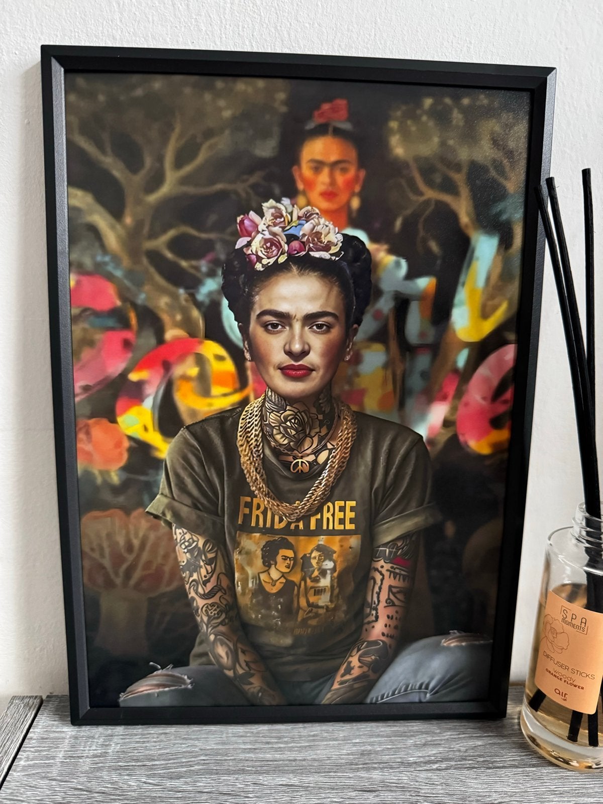 Frida Kahlo Poster 21x30cm ingelijst, Minder dan 50 cm, Nieuw, Ophalen of Verzenden, Foto of Poster