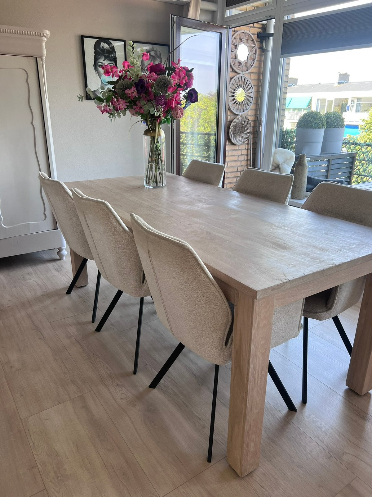 Super mooie massief licht eiken tafel, Huis en Inrichting, Tafels | Eettafels, Ophalen, 200 cm of meer, 50 tot 100 cm, Zo goed als nieuw