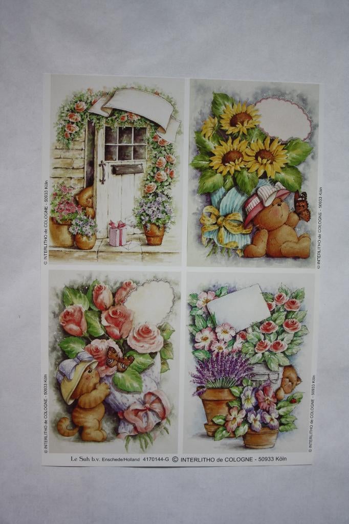 Knipvel bloemen en beer A5 9016, Ophalen of Verzenden, Nieuw, Dieren, Knipvel