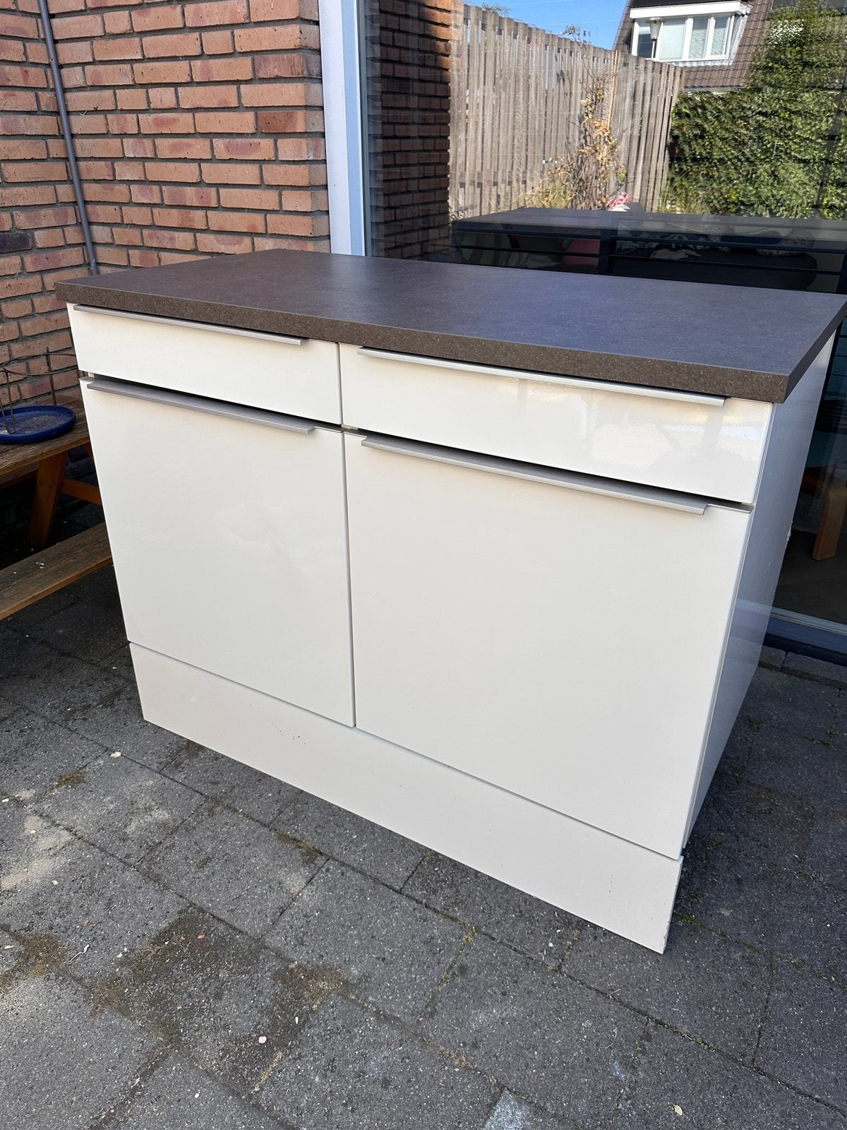 Steinhaus Keukenblok 2 deuren 2 lades 121x95x60 (bxhxd), Ophalen, Gebruikt, Wit, Enkelwandige keuken