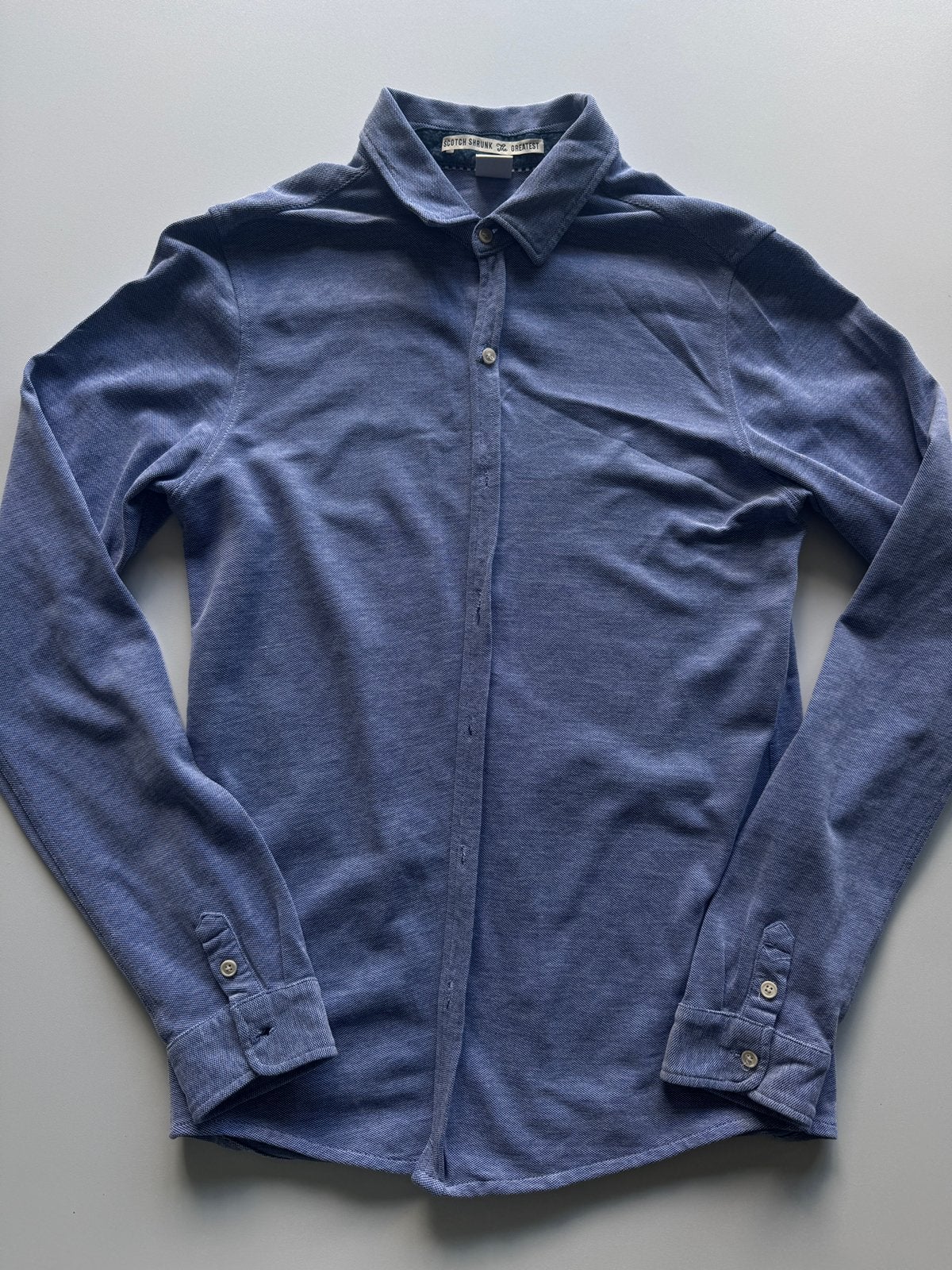 Scotch en soda Blauw Herenoverhemd - S, Ophalen of Verzenden, Zo goed als nieuw, Blauw, Overige halswijdtes