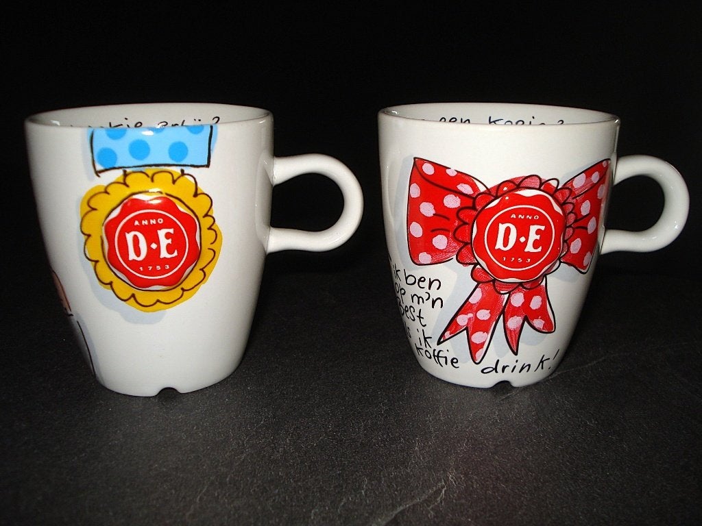 2x DE / Douwe Egberts - BLOND Amsterdam koffie kopjes mokjes, Huis en Inrichting, Keuken | Servies, Blond Amsterdam, Ophalen of Verzenden