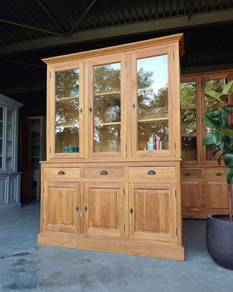 Teakhouten buffetkast | Servieskast teak | Vitrinekast #4689, -, 200 cm of meer, -, 150 tot 200 cm