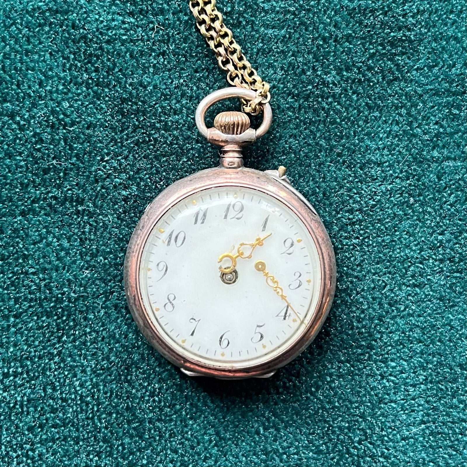 Antiek zilver zakhorloge met ketting, Ophalen of Verzenden, Zilver