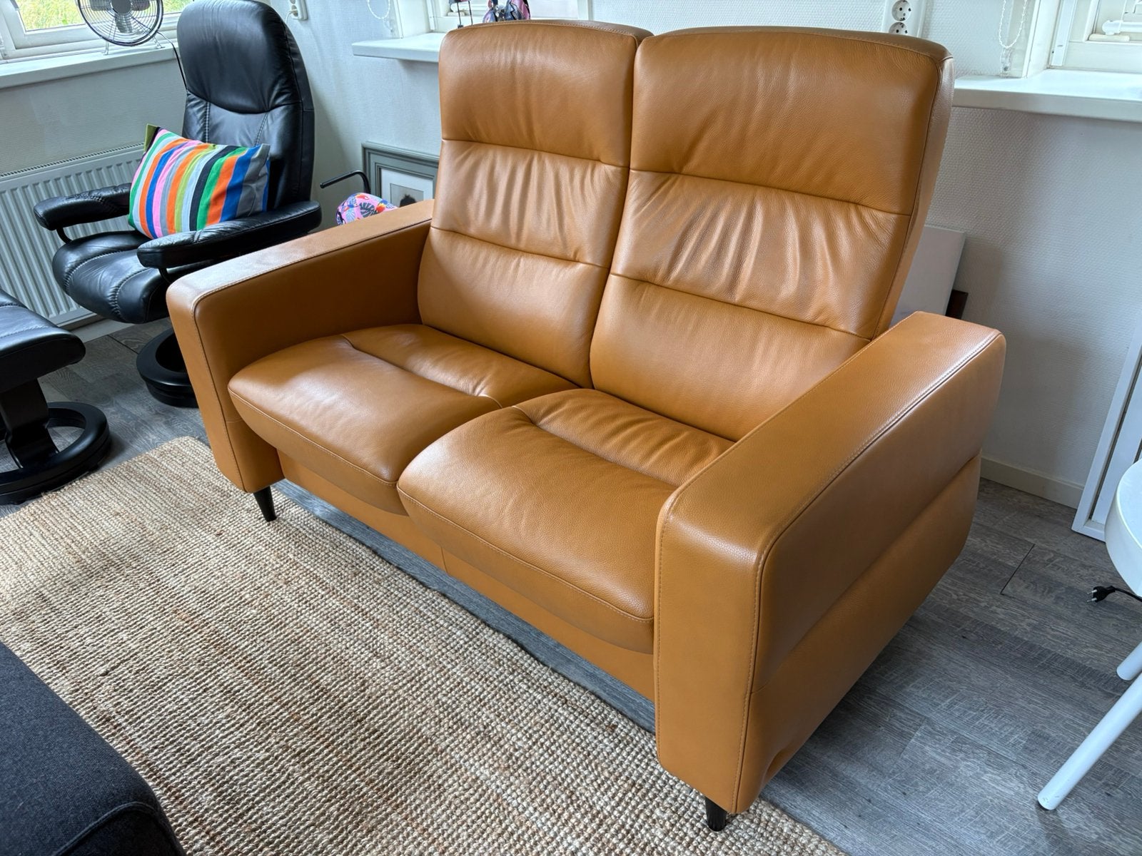 Stressless Wave tweezitsbank (echt leer) in zeer mooie staat, 150 tot 200 cm, Tweepersoons, Ophalen of Verzenden, Zo goed als nieuw