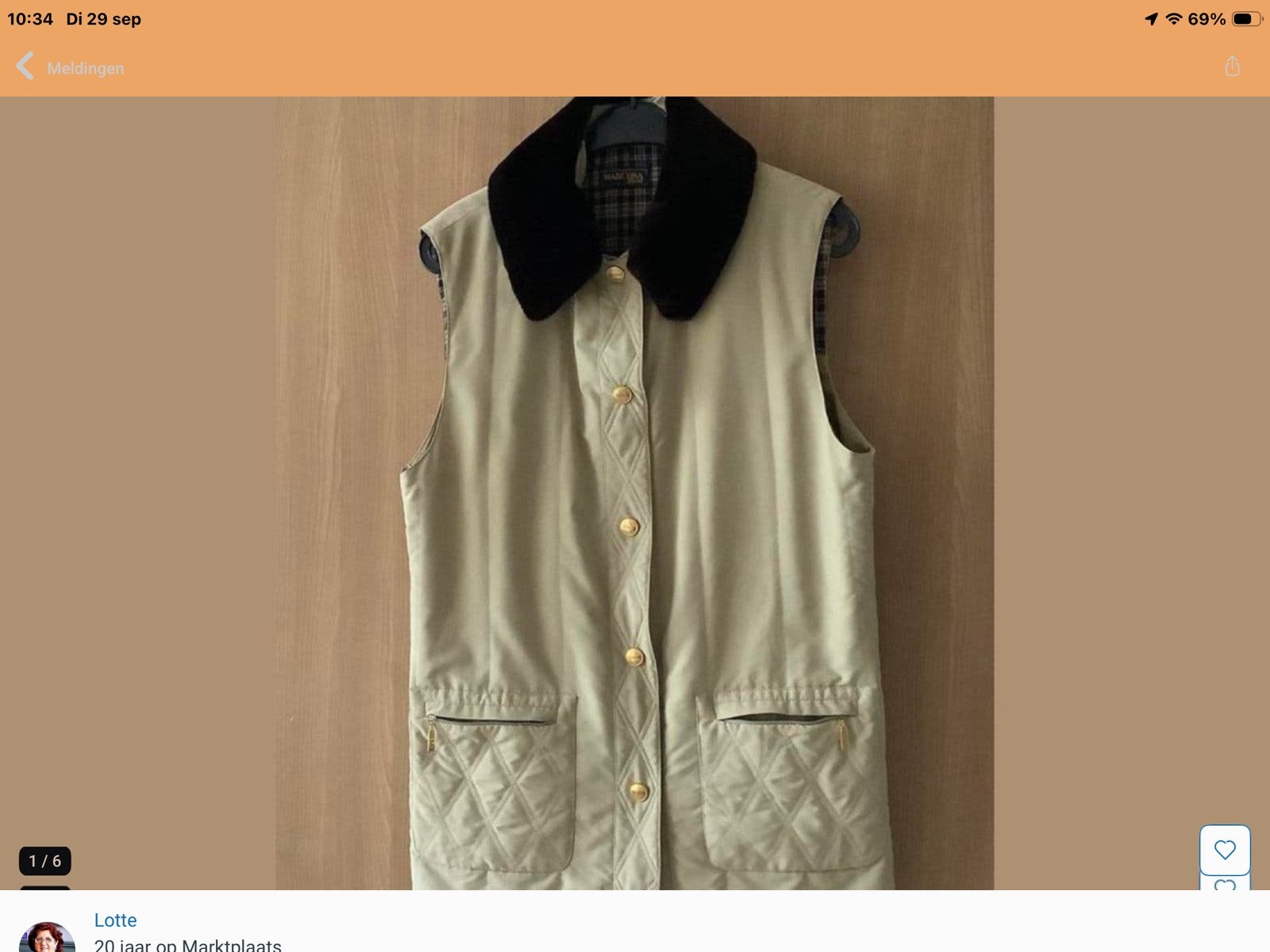 Stijlvol beige bodywarmer maat 38 met zwarte kraag, Verzenden, Nieuw, Maat 38/40 (M), Beige