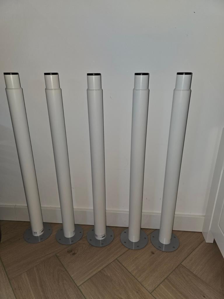 5 verstelbare witte Ikea Olov tafelpoten, Huis en Inrichting, Tafelonderdelen, Ophalen, Metaal, Tafelpoot