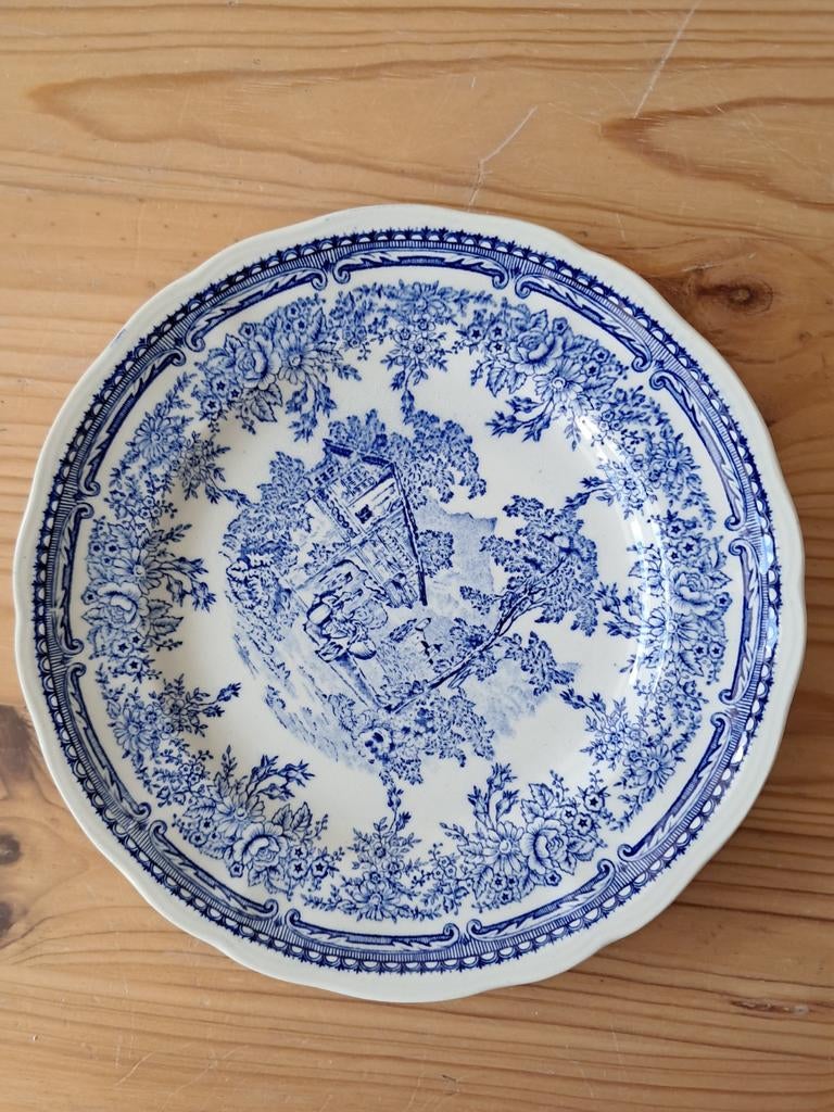 Antiek Lunéville bord met blauw decor, Ophalen of Verzenden