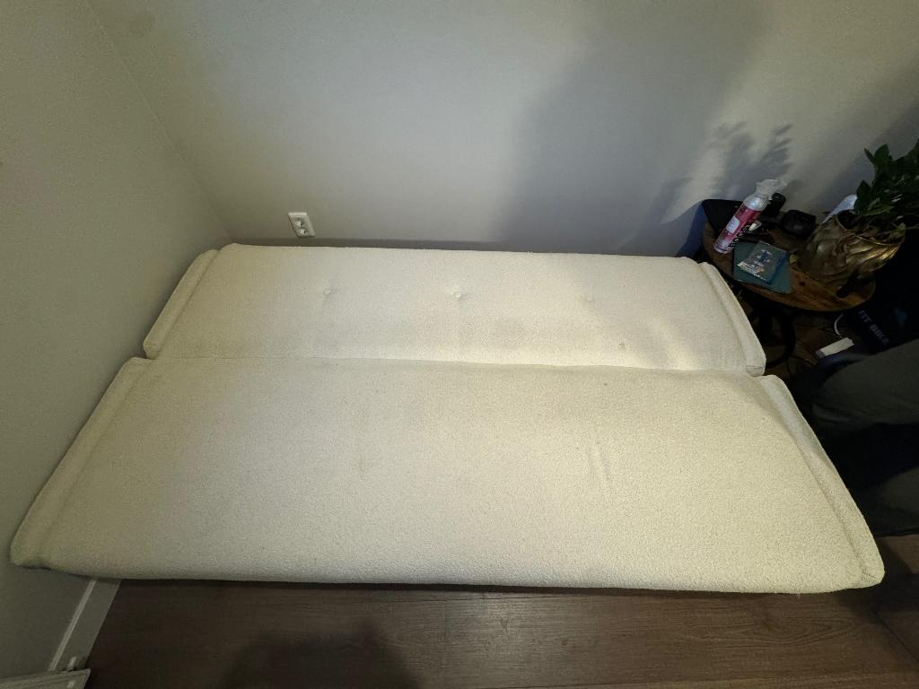 Teddy slaapbank, Ophalen, Eenpersoons, 200 cm, Crème
