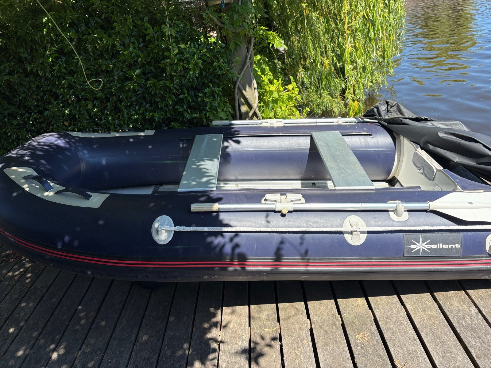 Excellent opblaasboot met elektrische buitenboordmotor, Watersport en Boten, Rubberboten, Ophalen, Aluminium, Elektrisch, Excellent