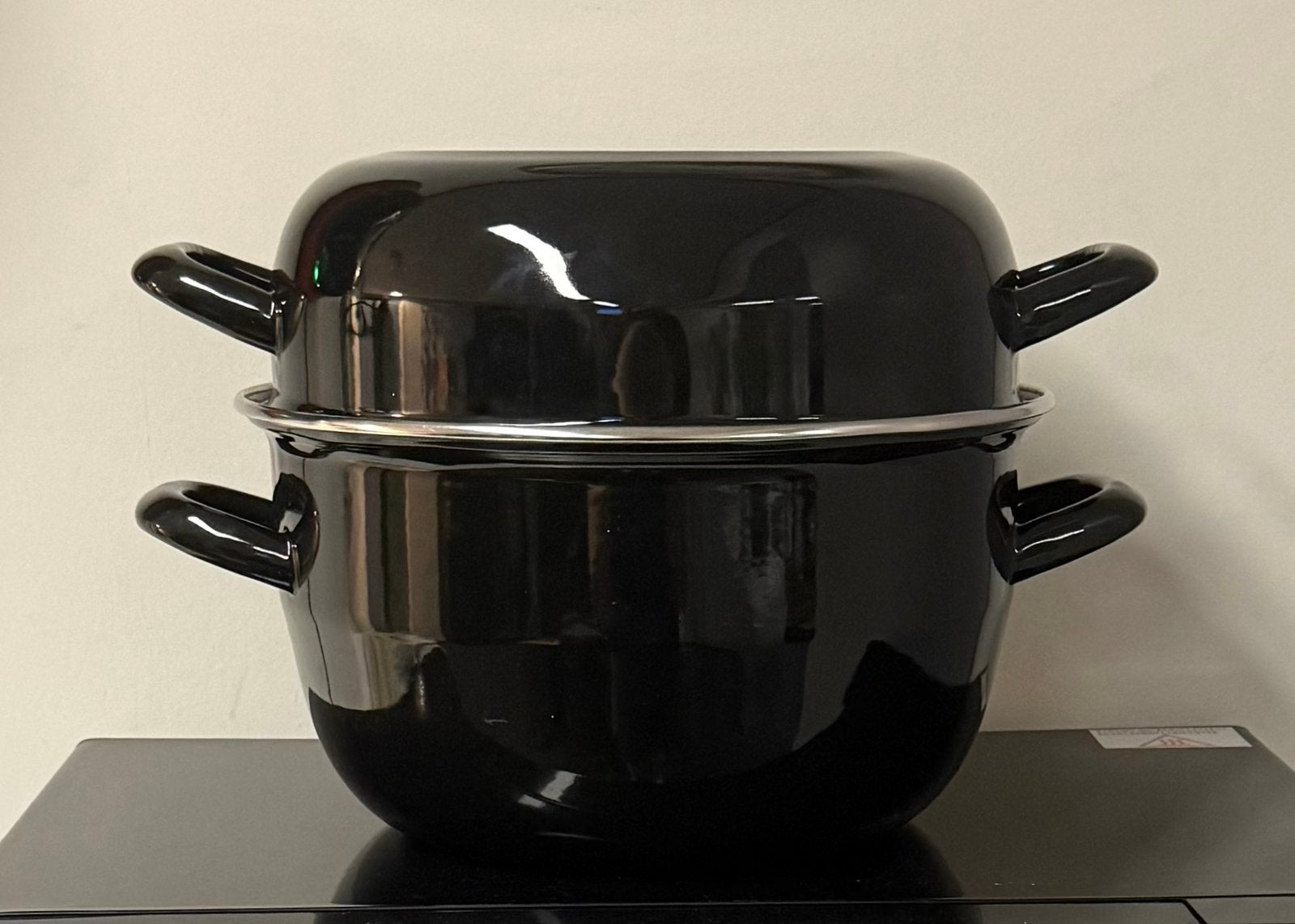 MOSSELPAN ZWART GEEMAILLEERD, Ophalen of Verzenden, Nieuw, Kookpan of Snelkookpan