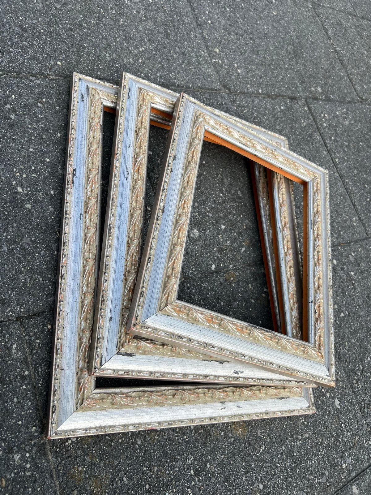 Set van 3 vintage fotolijsten, goud/zilverkleurig, Gebruikt, Ophalen of Verzenden, Fotolijst, Meerkleurig