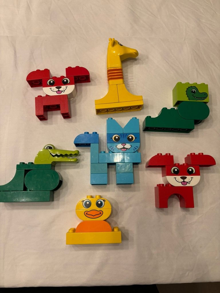 Lego leuke duplo dieren figuren set 7 stuks hond kat giraffe, Overige thema's, Ophalen of Verzenden, Zo goed als nieuw, Duplo