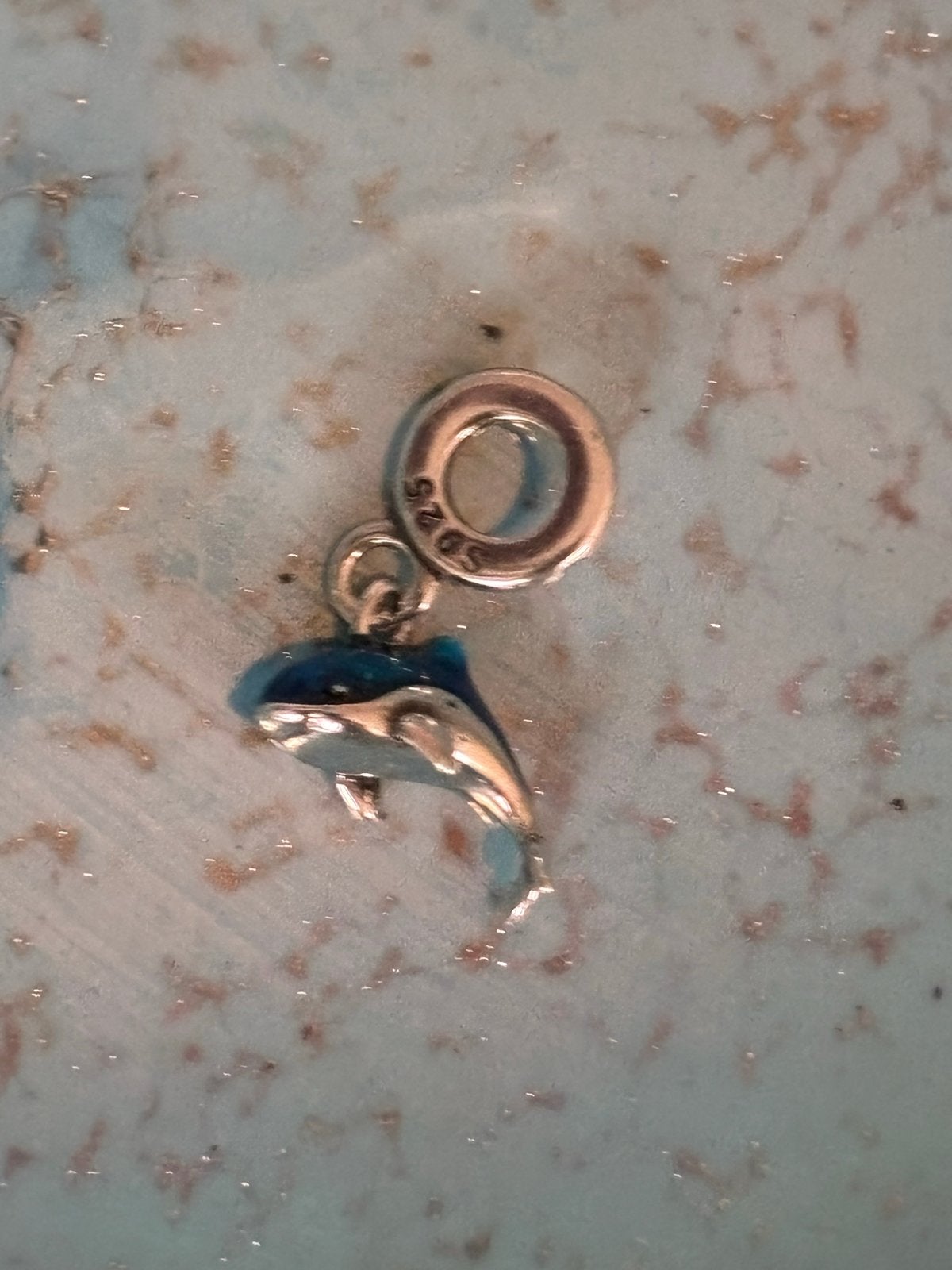 Nieuwe zilveren dolfijn bedel met turquoise emaille, Sieraden, Tassen en Uiterlijk, Bedels, Overige merken, Verzenden, Nieuw, 1 bedel