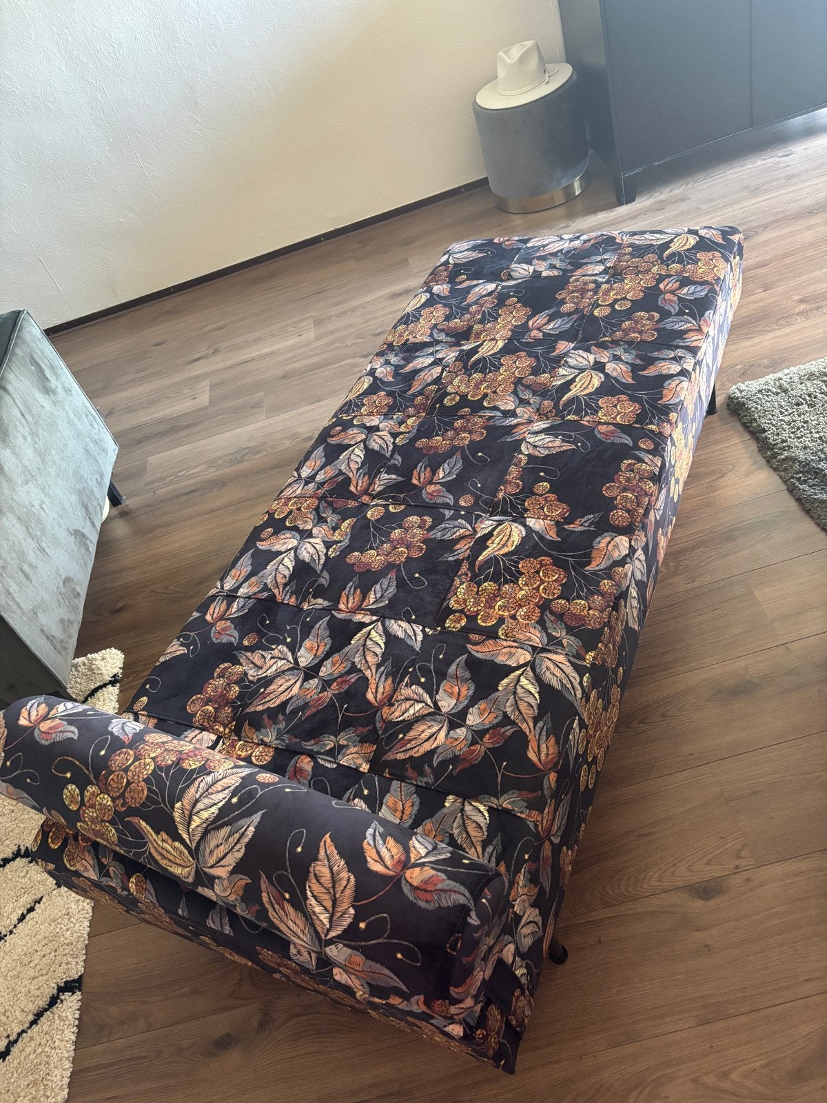 Fluweel daybed met bloemenprint, Ophalen, 125 cm of meer, Zo goed als nieuw, Stof