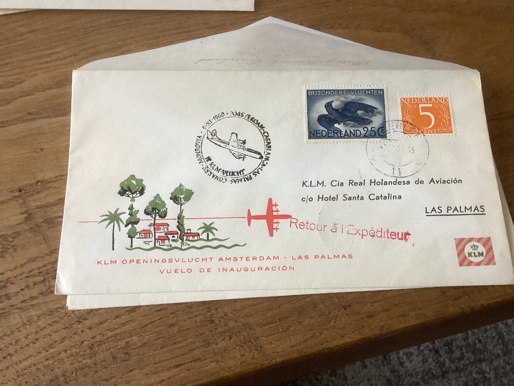 No2564 KLM Amsterdam Las Palmas 3-11-1960 Nederland, Ophalen, Onbeschreven, Nederland