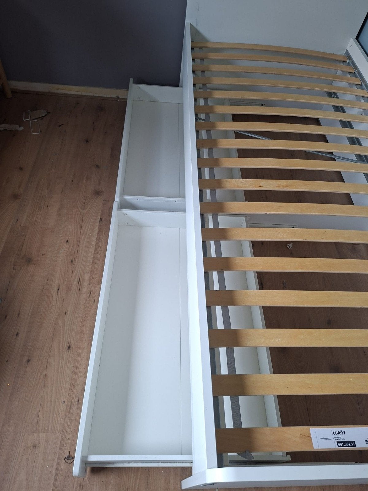Ikea Slakt bed met lades en onderbed- Wit, 90x200 cm, Ophalen, Gebruikt, 90 cm, Eenpersoons