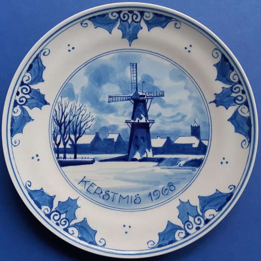 Kerstmis 1968 Porceleyne Fles 18cm (3) Walmolen Schiedam, Antiek en Kunst, Ophalen of Verzenden
