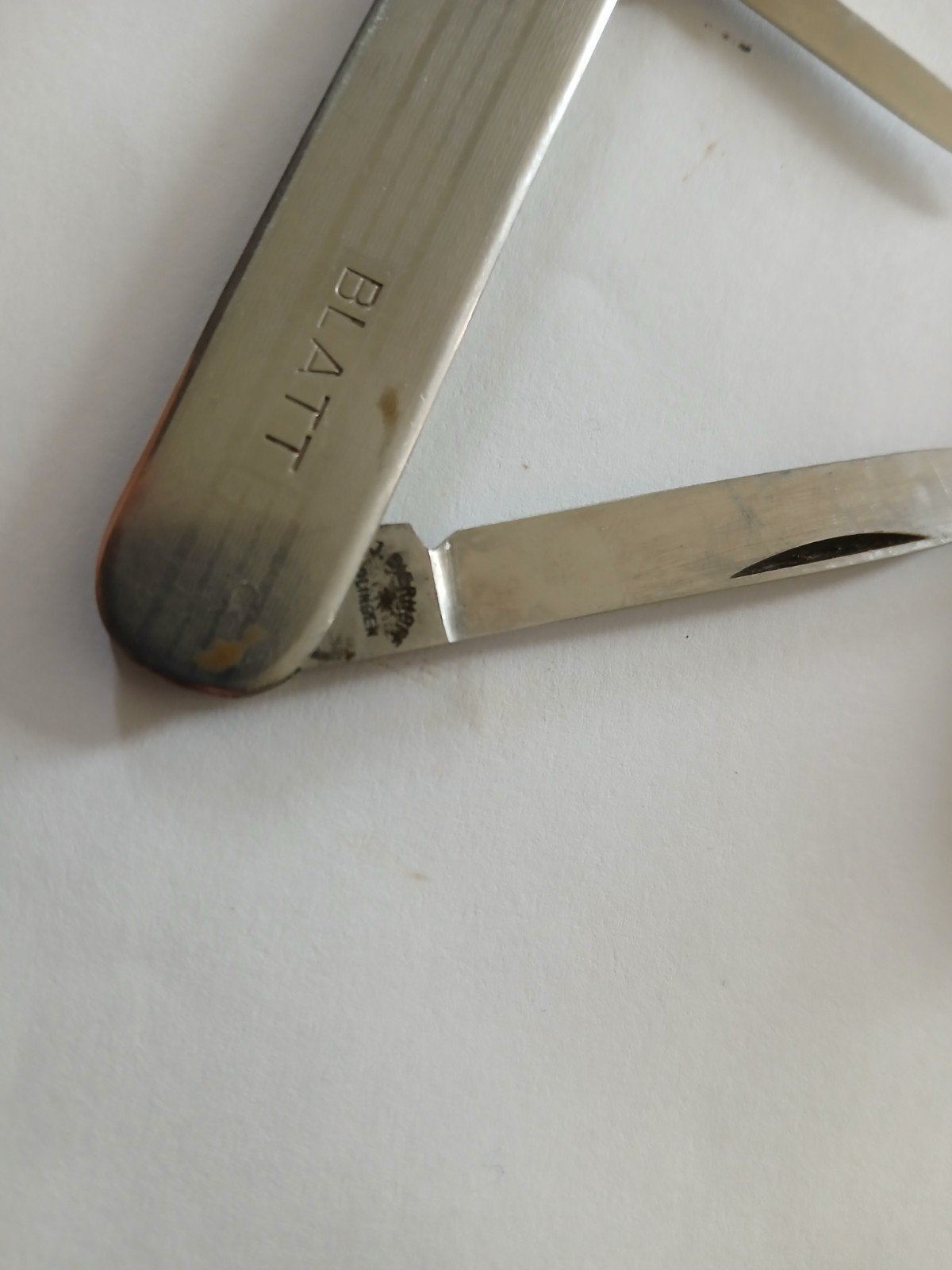 Vintage zakmes met lederen etui - Merk: BLATT, Ophalen of Verzenden
