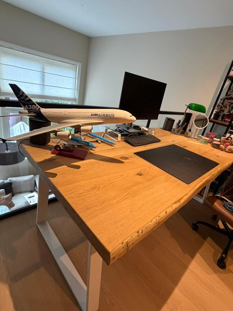 Eikenhouten bureau / eettafel 210x100, Ophalen, Overige typen, 210 cm, Hout