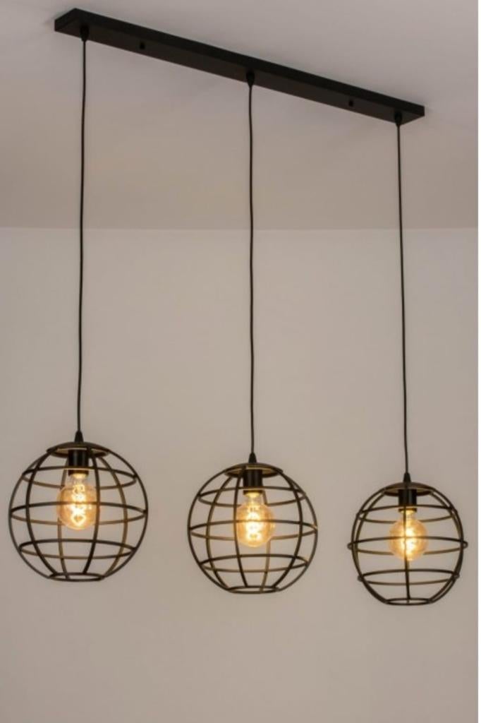 Mooie brons zwarte industriële metalen hanglamp, Huis en Inrichting, Lampen | Hanglampen, Ophalen, Zo goed als nieuw, Minder dan 50 cm