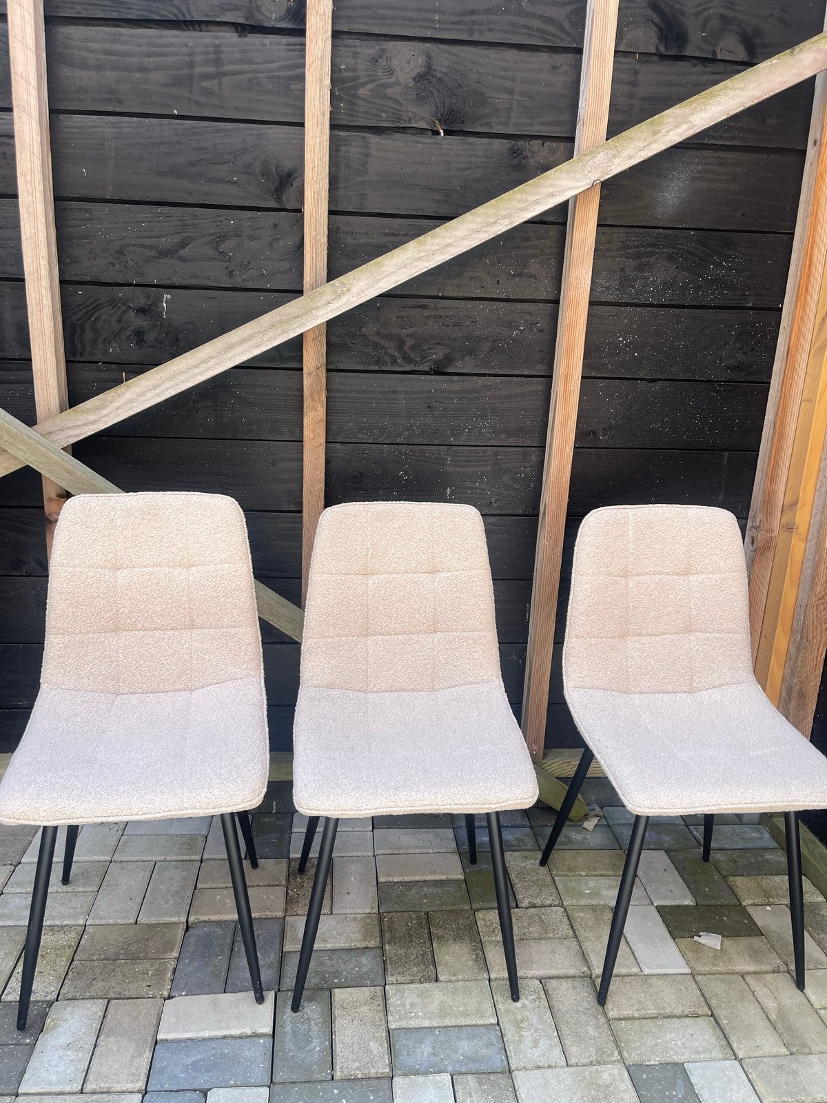 Set van 4 Leen Bakker Eetkamerstoelen Mimosa - Zandkleurig, Ophalen, Overige kleuren, Drie, Zo goed als nieuw