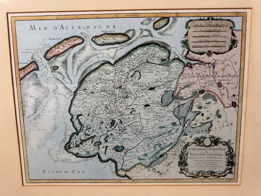 Antieke kaart Friesland, Boeken, Atlassen en Landkaarten, Voor 1800, Landkaart, Nederland, Ophalen