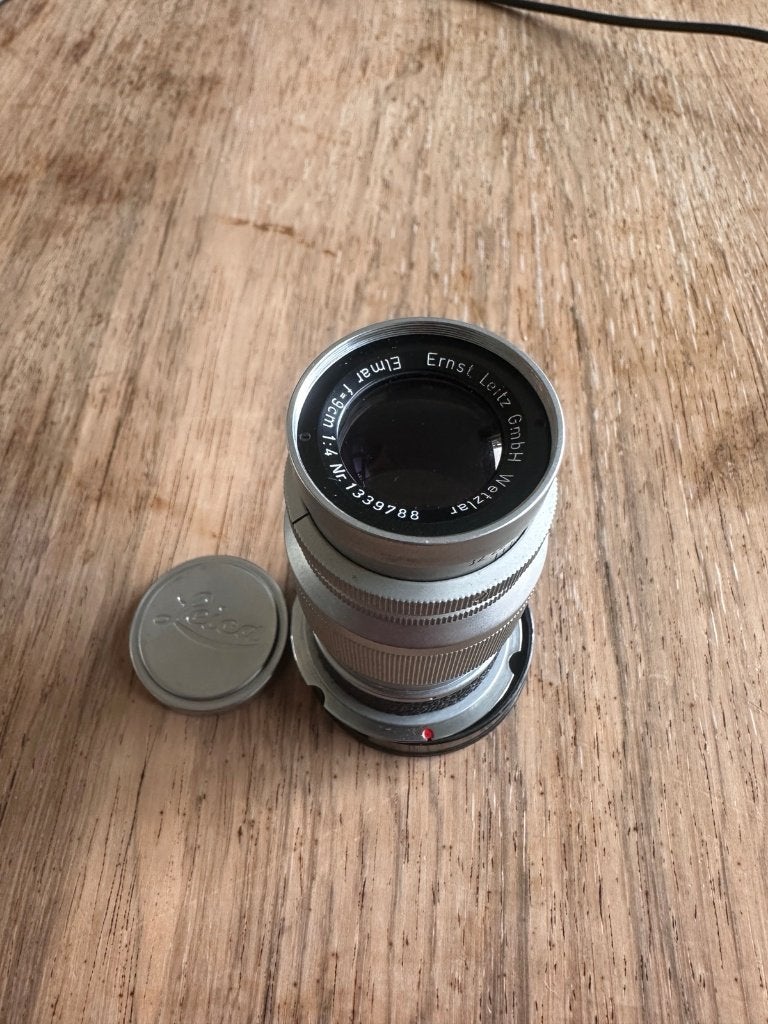 Leica Leitz Elmar 90mm F4 lens M-mount, Ophalen of Verzenden, Gebruikt, Telelens