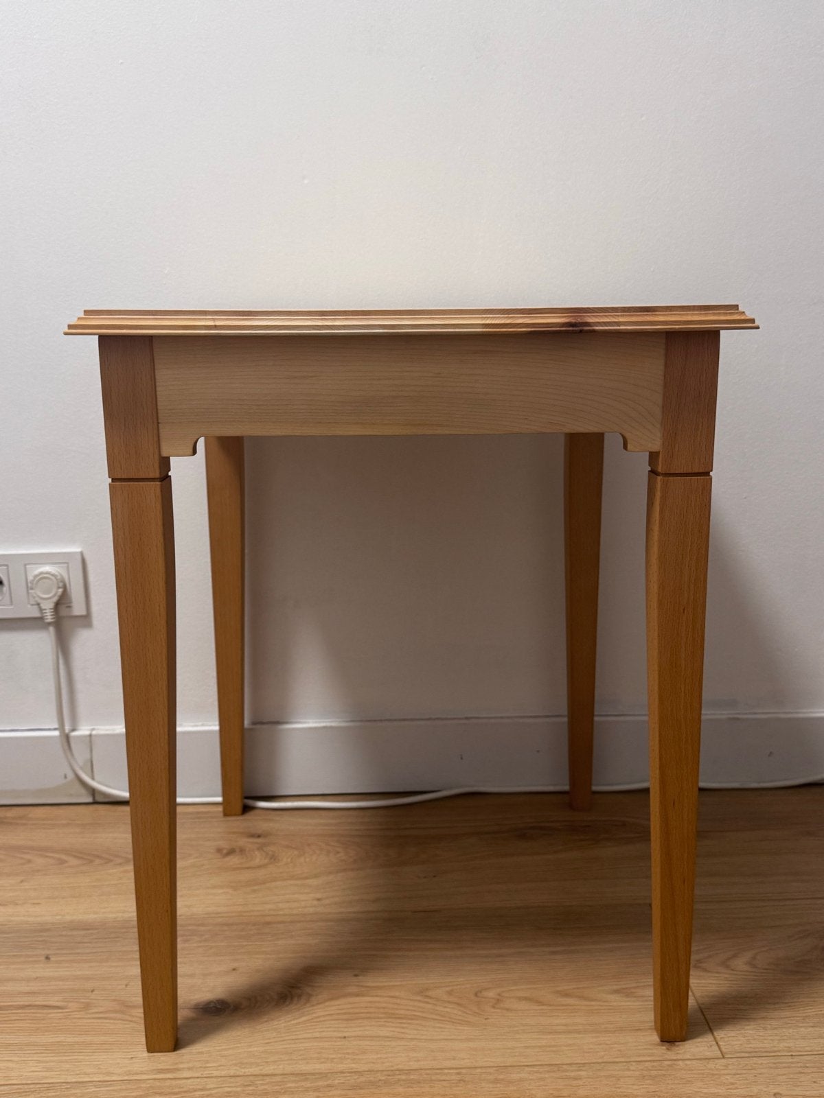 Massief houten bijzettafel eiken en esdoorn 50x50x60cm, Ophalen, Minder dan 55 cm, Vierkant, Nieuw