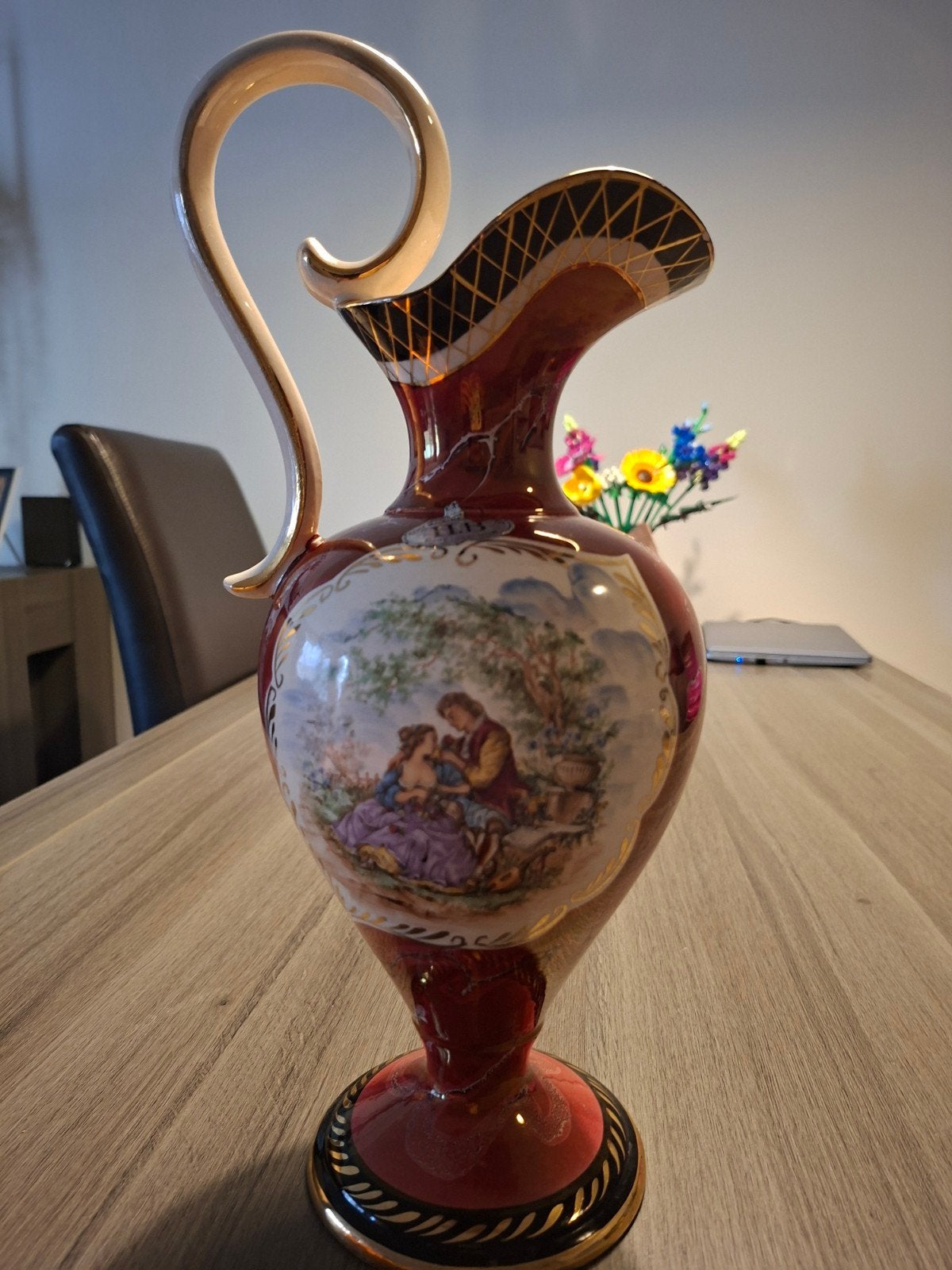 Antieke H. Bequet Quaregnon vaas met romantische scène, Antiek en Kunst, Ophalen of Verzenden