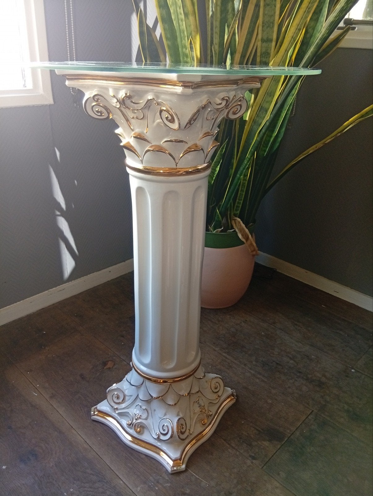 capodimonte Elegante zuil met glazen blad - Klassieke stijl, Antiek en Kunst, Ophalen