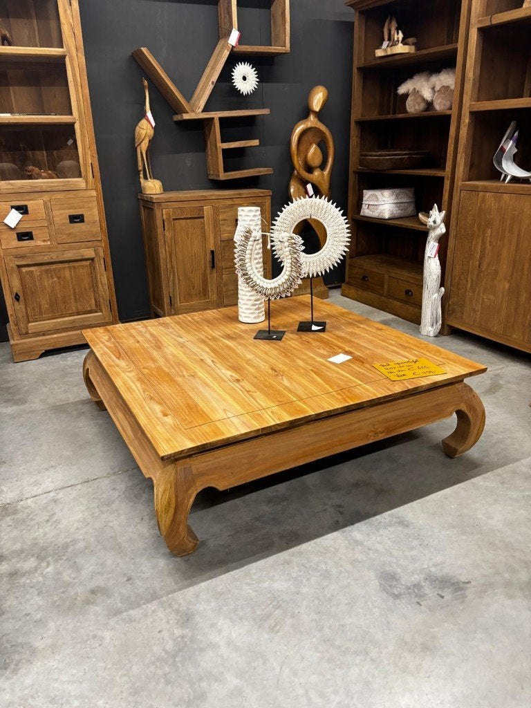 120x120 teak houten salontafel, Nieuw, Ophalen of Verzenden, 5 – 50, 100 tot 150 cm