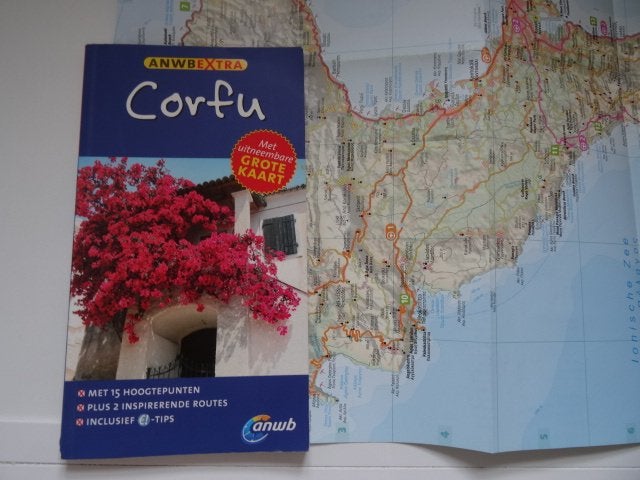 Corfu, Korfoe ; anwb extra reisgids , met de landkaart, Europa, Ophalen of Verzenden, Zo goed als nieuw, Reisgids of -boek