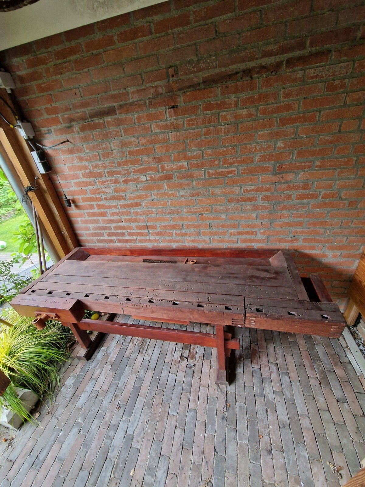 houten werkbank met bankschroef: voor decoratie, Doe-het-zelf en Verbouw, Werkbanken, Ophalen, Gebruikt, 170 cm of meer, Bankschroef
