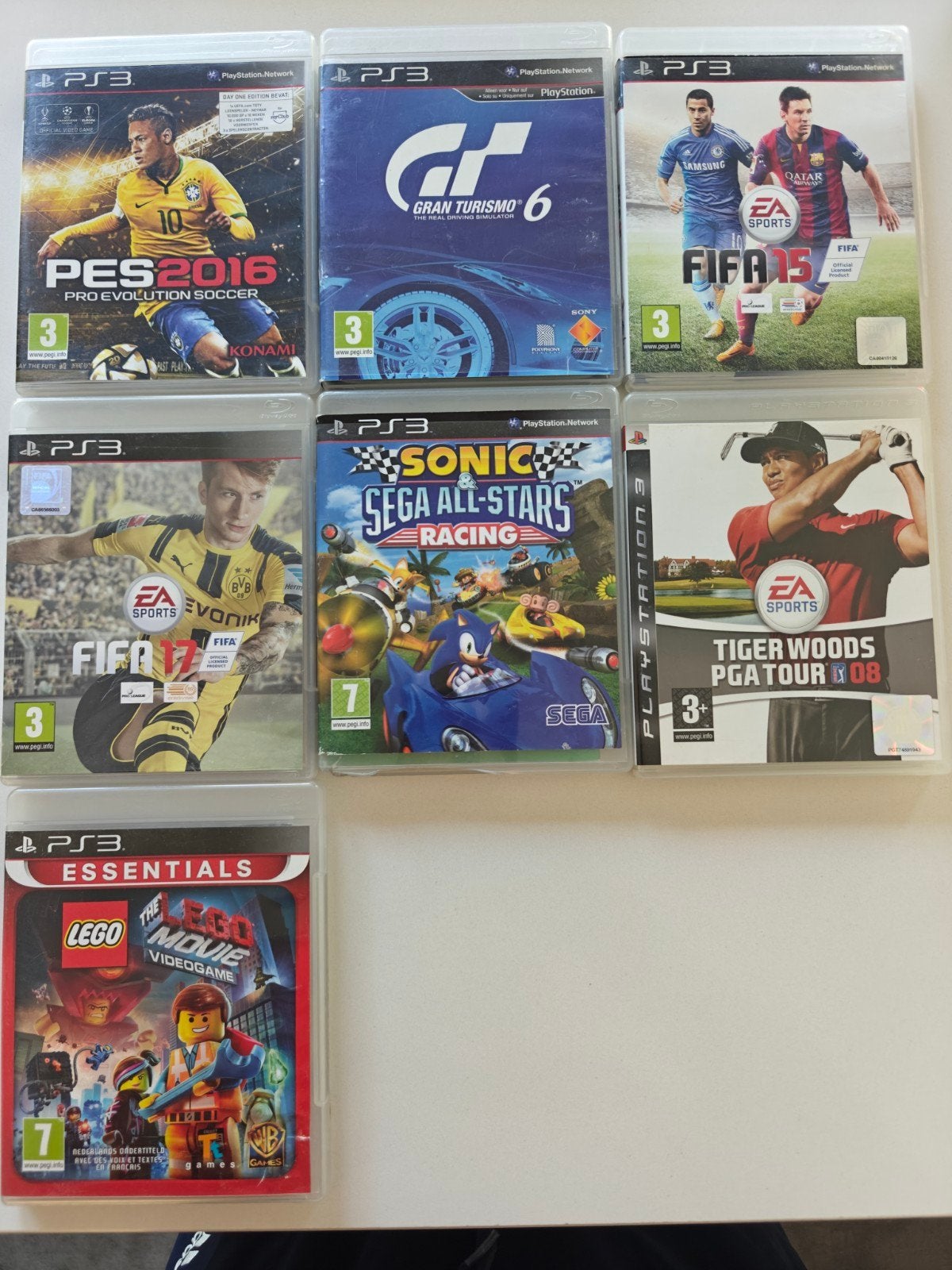 PS3 7x Games: FIFA, PES, Gran Turismo, Sonic, Golf & Lego, Ophalen of Verzenden, Zo goed als nieuw, Sport, 3 spelers of meer