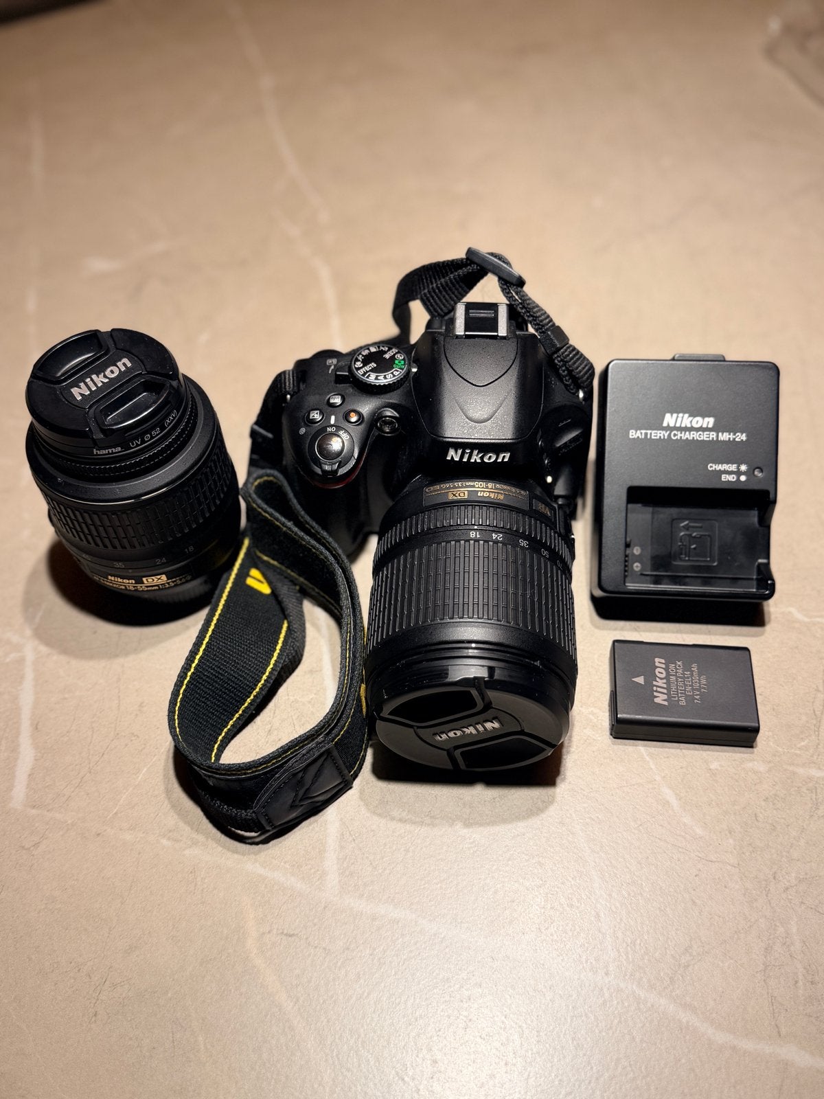 Nikon D5100 met 18-55mm & 18-105mm lenzen, compleet, Spiegelreflex, Ophalen of Verzenden, Zo goed als nieuw, Accu