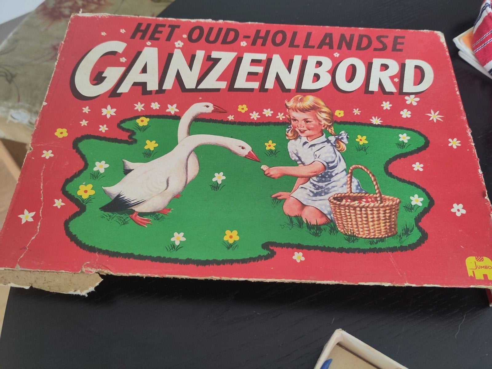 Het Oud-Hollandse Ganzenbord - Vintage Gezelschapsspel, Drie of vier spelers, Ophalen of Verzenden, Gebruikt, Jumbo