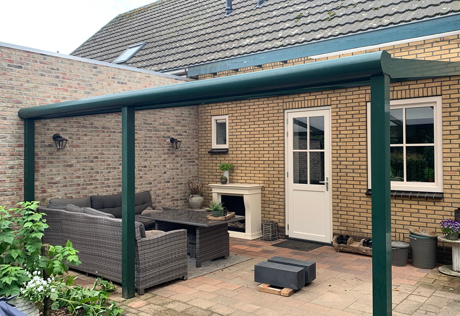 Groene aluminium overkapping, Ophalen, Gebruikt, Veranda
