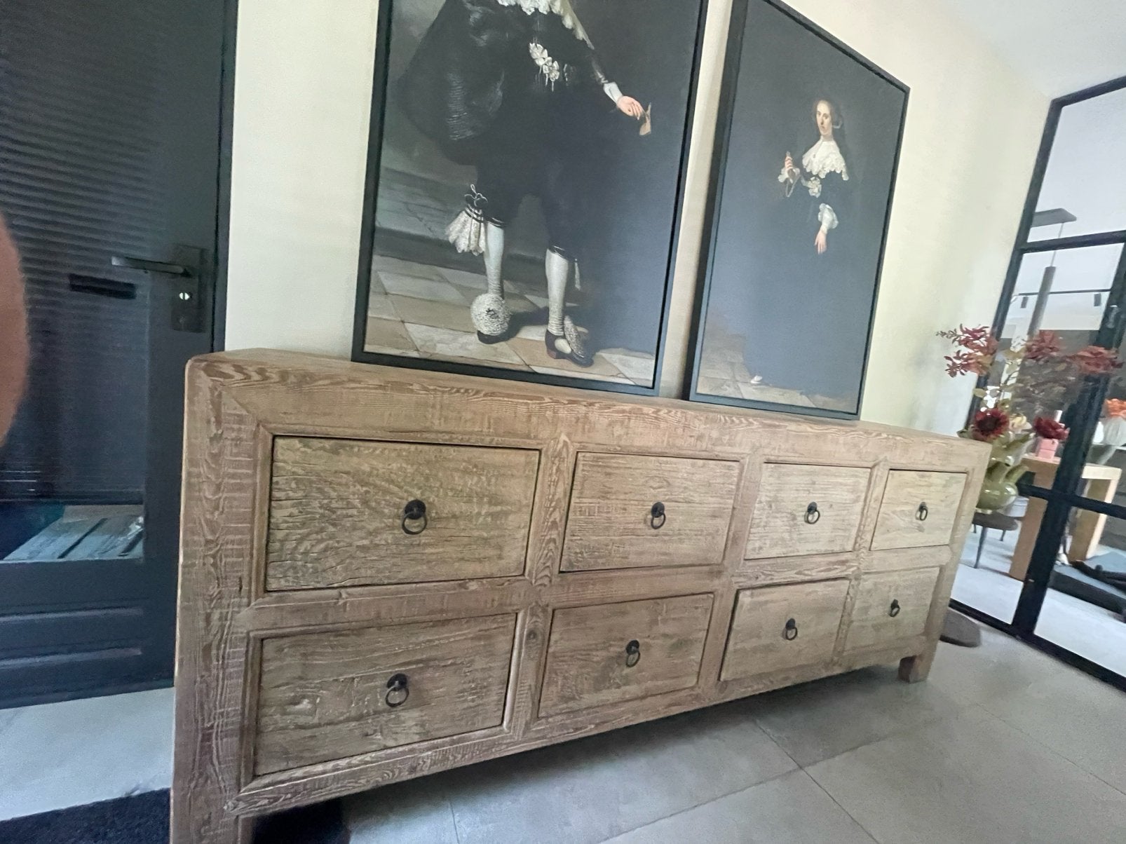 Elmwood oud hout chinees sober landelijk dressoir vintage, Ophalen, Gebruikt, Sober landelijk, 200 cm of meer