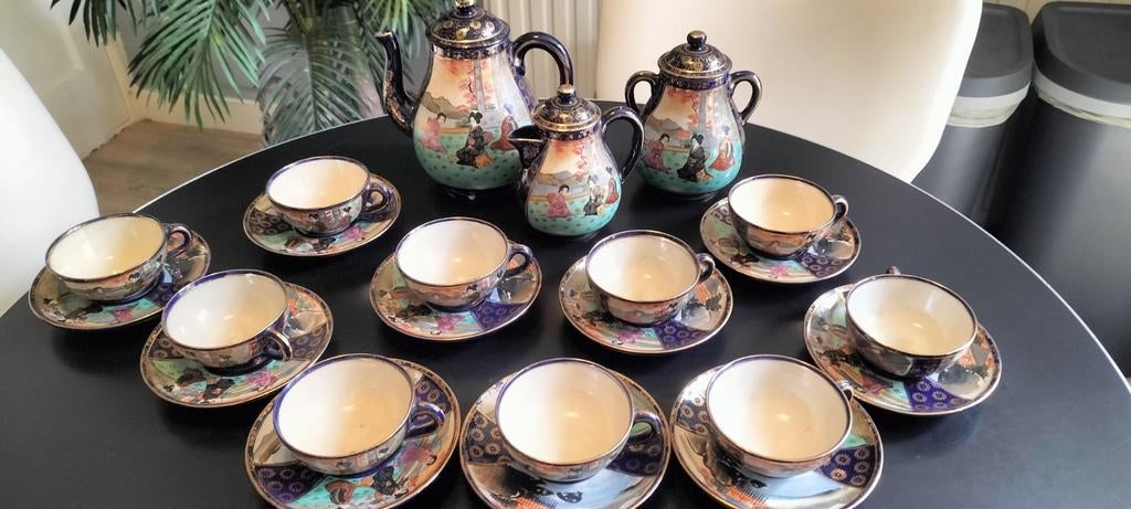 Antiek satsuma thee/koffie servies, prachtig gedecoreerd!, Ophalen of Verzenden