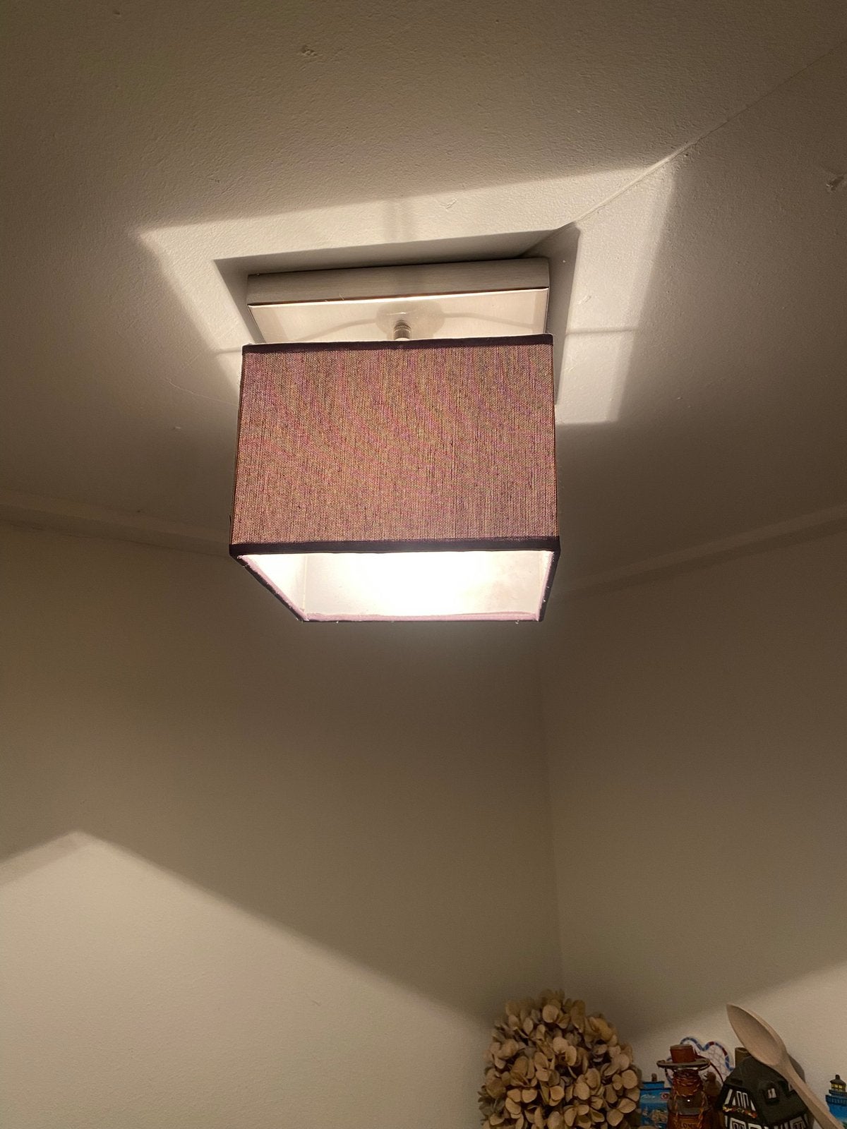 Plafondlamp, bruin taupe, Rietveld, Huis en Inrichting, Ophalen, Overige fittingen, Strak maar warm en huiselijk., Textiel