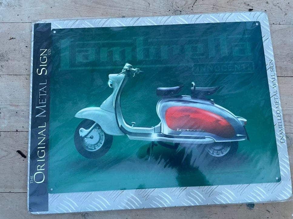 Reclame sign Lambretta scooters 30x40 cm, Metaal, 30 cm, 40 cm, Nieuw