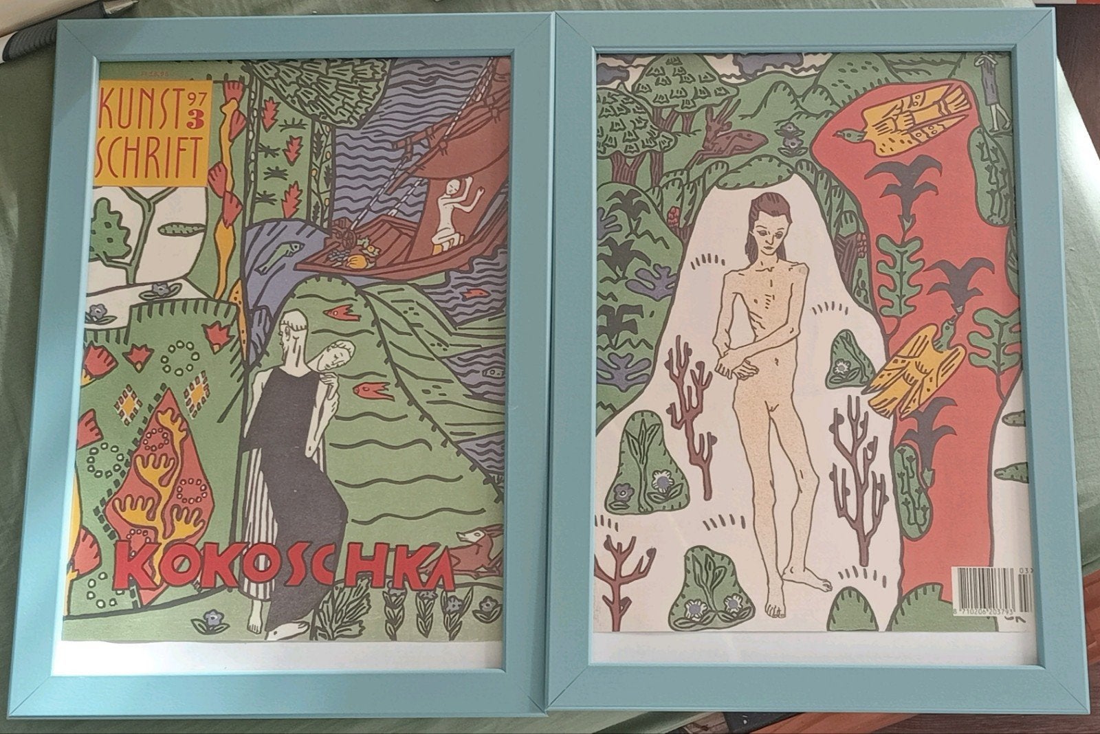 Oskar Kokoschka 2 lijsten met print, Verzamelen, Ophalen of Verzenden, 1980 tot heden, Tijdschrift