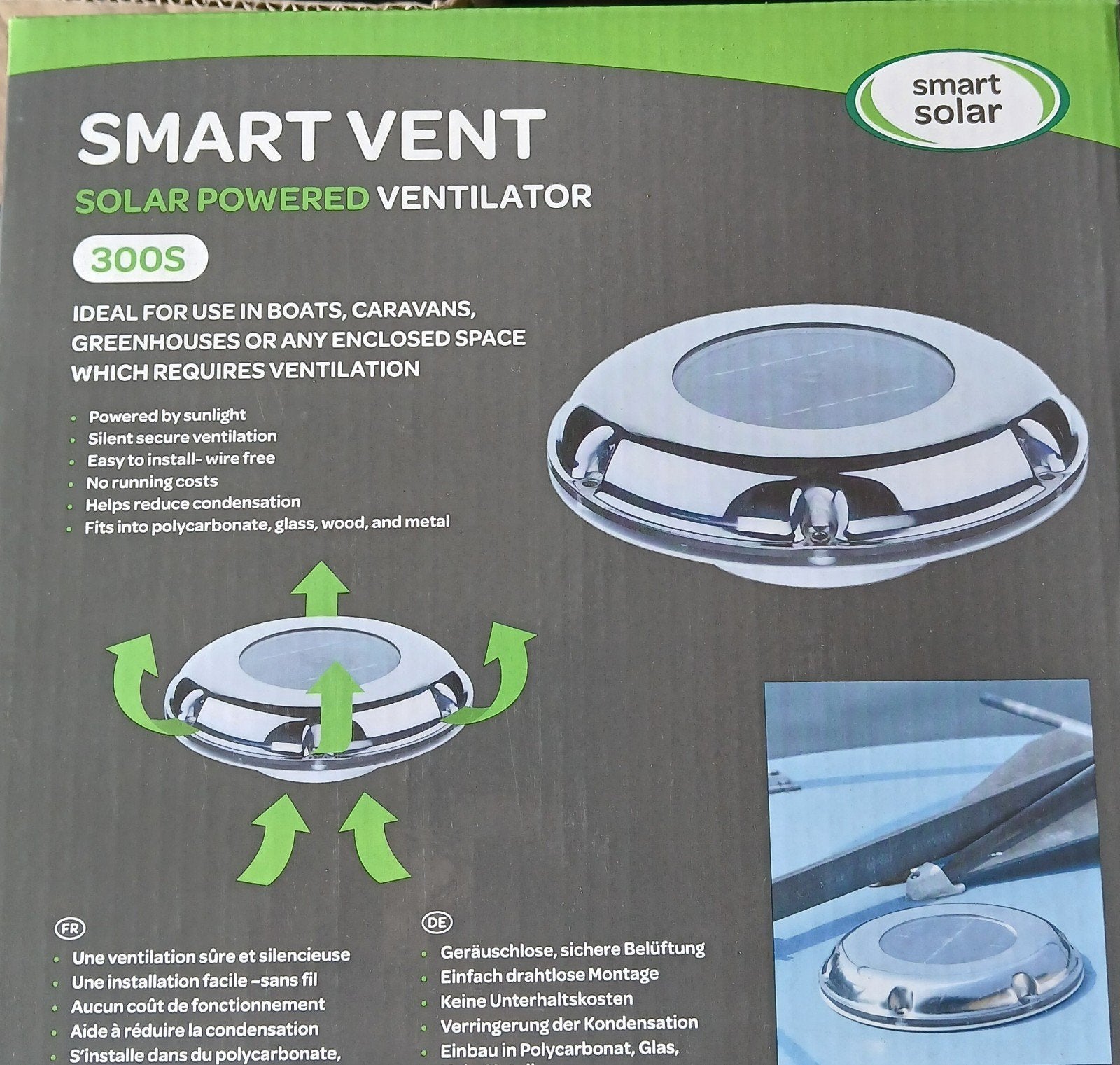 Smart Vent 300S Solar Ventilator - Boot, Caravan, Kas, Caravans en Kamperen, Ophalen of Verzenden, Nieuw