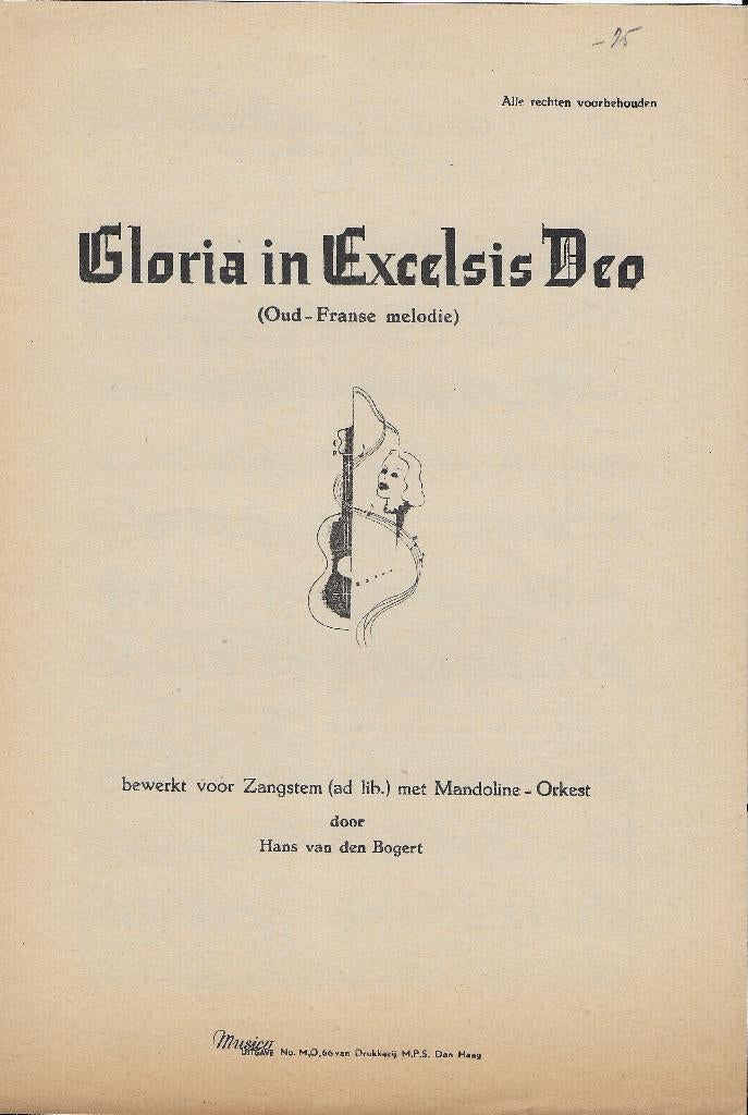 Bo112 bladmuziek gloria in excelsis deo  -, Ophalen of Verzenden, Gebruikt, Artiest of Componist, Klassiek