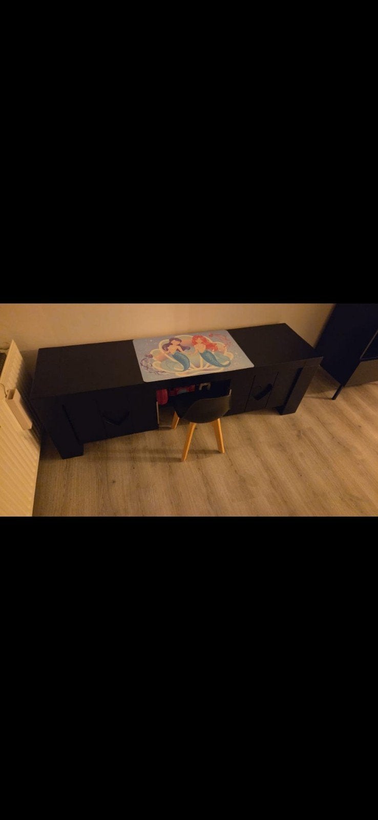 Zwart TV-meubel / Bureau met opbergruimte, Ophalen, Overige materialen, Gebruikt, 150 tot 200 cm
