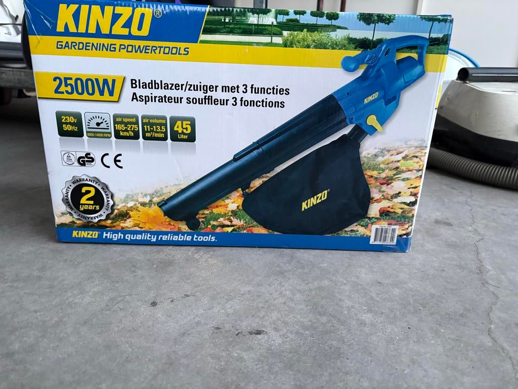 Kinzo Bladblazer/zuiger 2500W - 3 functies, Handgedragen, Nieuw, Ophalen of Verzenden, Met opvangzak