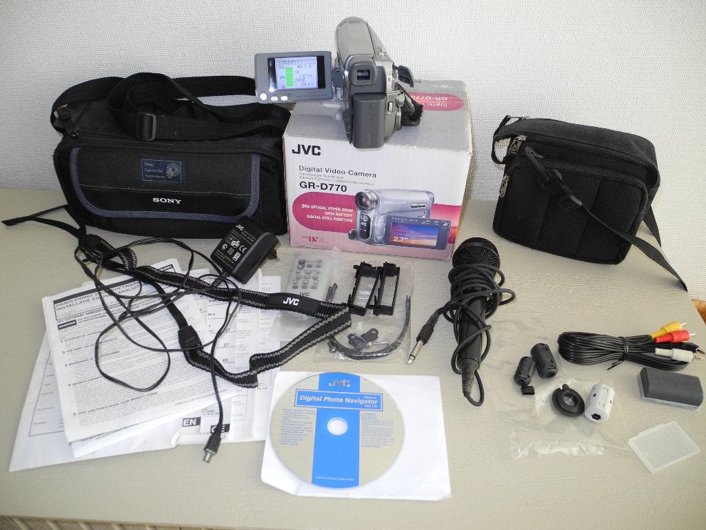 JVC GR‑D770 Videocamera – Complete Set met Accessoires, JVC, 20x of meer, Ophalen of Verzenden, Niet werkend